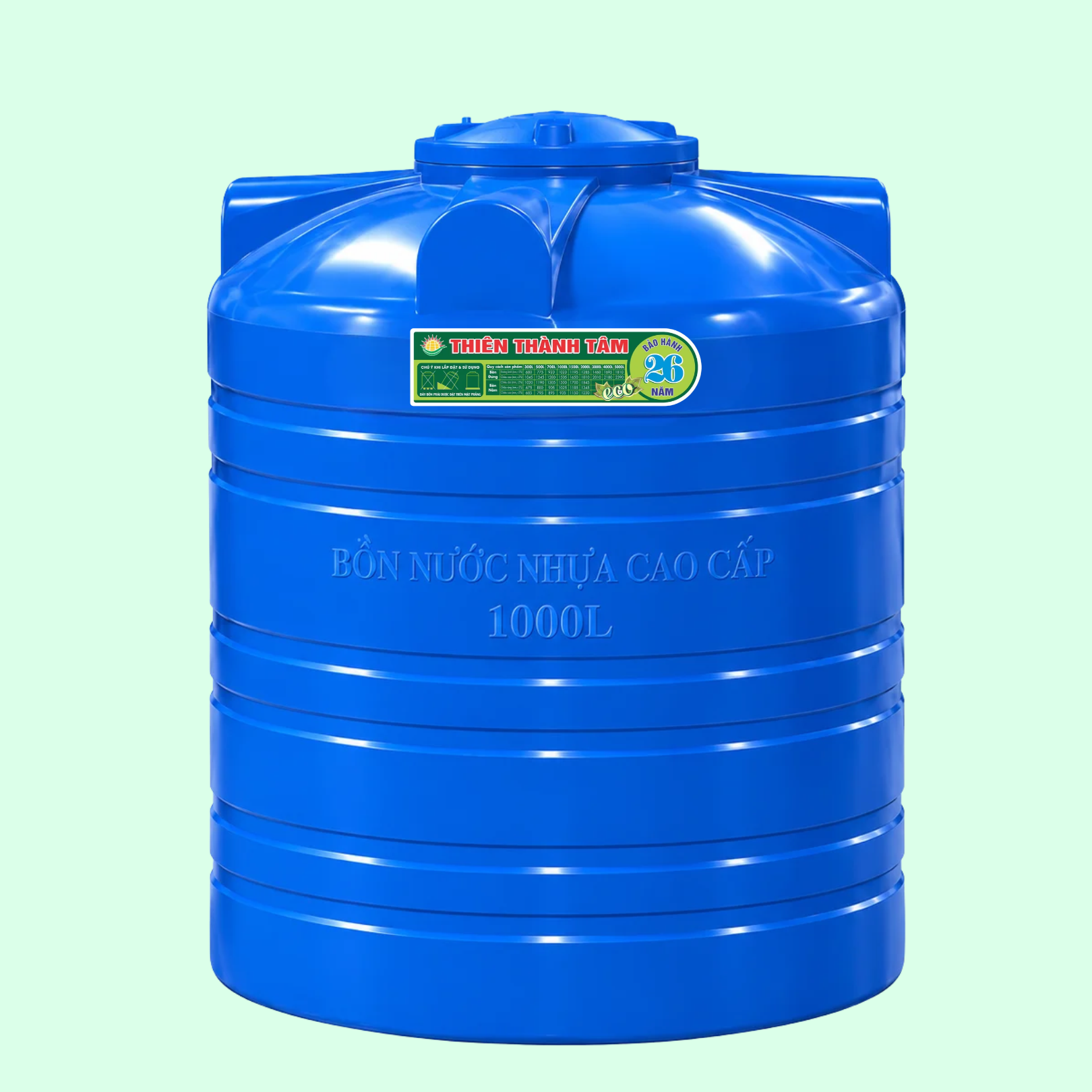 Bồn Nhựa 1000l Đứng Thấp 1270 x 1150 mm